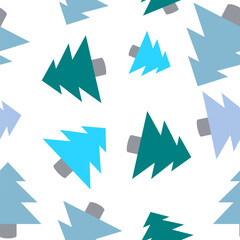 blue Christmas tree background, repeat pattern design for fabric printing or wallpaper or x'mas paper wrap pattern 