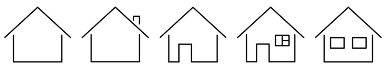 Set of line home icons. House icons. Vector illustration isolated on white background