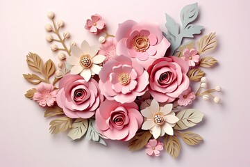 flower 3d paper wedding design illustration