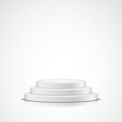 Podium on light background. Empty pedestal for award ceremony or presentation. Vector illustration.