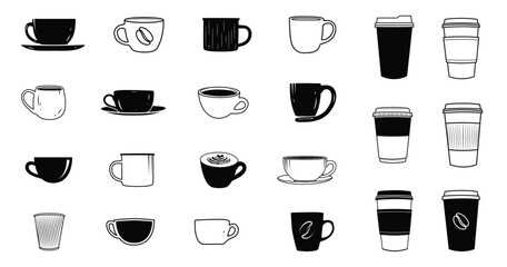 Coffee cup and paper coffee cup silhouette