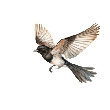 Black phoebe bird isolated on white
