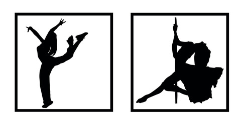 A set of break dance silhouette collection vector.