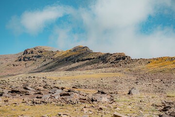 landscape with blue sky and white clouds