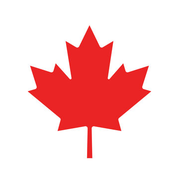 Red canadian maple leaf. Vector flat icon.