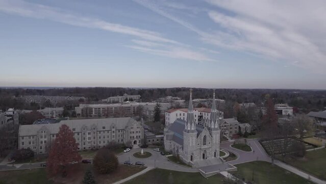 Dynamic Drone Shot Of St. Thomas Church In Villanova, PA - 4K Flying Footage