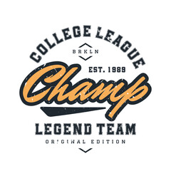 New York, Brooklyn t-shirt design. T-shirt print design in American college style. Athletic typography for tee shirt print in university and college style. Vector