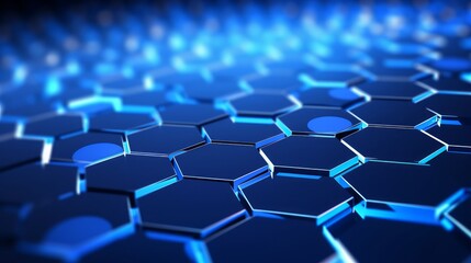 Fototapeta premium A backdrop of abstract blue hexagons emerges, embodying a technological essence.