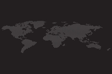 Dotted World Map illustration in perspective view on dark isolated background