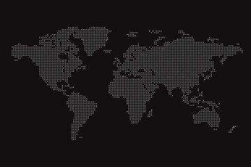 World Map illustration with dotted effect on dark isolated background