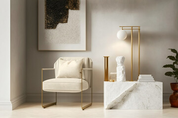 Living room with modern classic interior, illustration generative AI