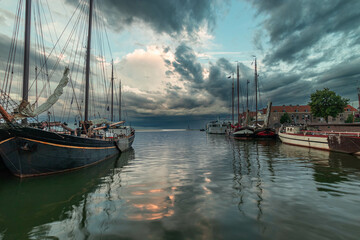 boats at sunset