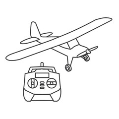 Airplane remote control toys vector icon, toys for all, Aeromodelling icon, remote pilot for jet aircraft radio control. Electric airplane toy, auto radio control, vector design and illustration,