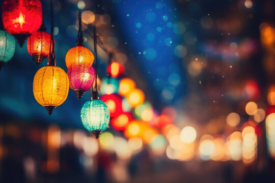 Vibrant Night Festival Lights with Vintage Bulbs