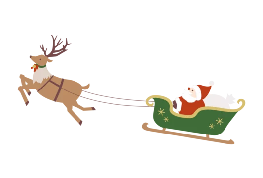 サンタクロースとソリを引くトナカイのイラスト Stock Vector | Adobe