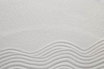 Photo sur Plexiglas Spa White sand with pattern as background, top view. Zen concept