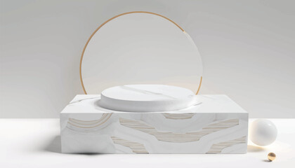 Background 3D geometic podium White Color Design minimal illustration 3D rendering vector illustration.
