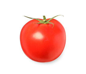 Fresh ripe tomato isolated on white, top view