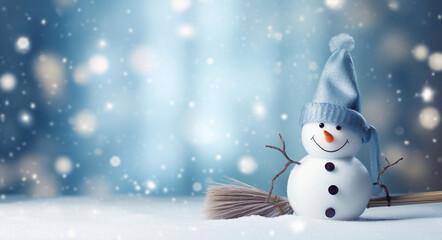 Snowman snowfall celebration blue white new christmas cold snow seasonal winter holiday year