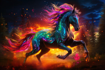 Obraz na płótnie Canvas Enchanting Rainbow Stallion