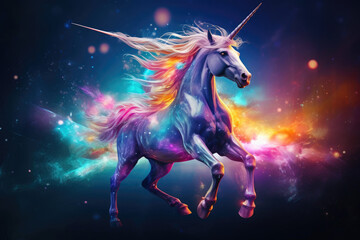 Naklejka na ściany i meble Enchanting Rainbow Unicorn in a Fantasy Wonderland