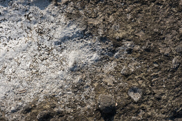Backgrounds made of rocks and sea salts formed from minerals and above them