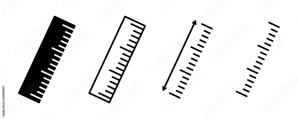 Poster set of ruler vector icons. size symbol. outline measure sign. vector 10 eps.