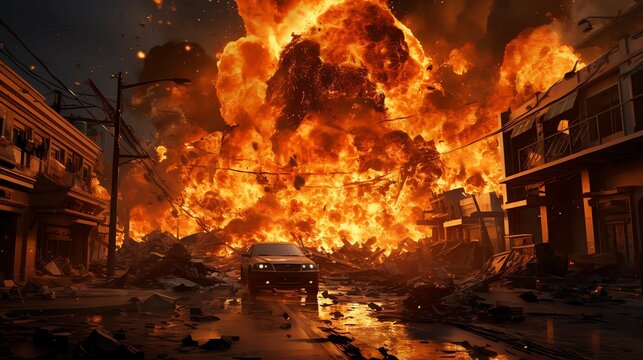 rockets , rockets explosion A terrorist attack Generative AI