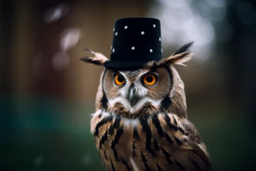 Poster an owl wearing a magic hat © imur