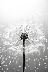 Beauty macro art nature poster flower drops monochrome blowball plant dandelion white black