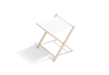 Blank white camp folding stool mockup, half-turned view