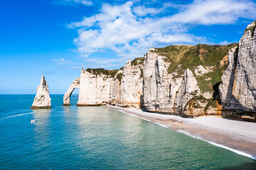 .Beautiful landscape of the cliffs in Etretat, Normandy, France.