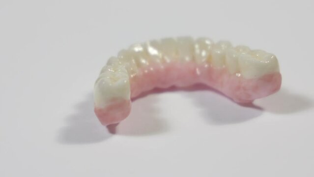 Dental health care. Close up ceramic zirconium. Dental prosthesis on zirconium oxide implants