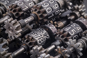 Metal gears and cogs mechanism with numbers