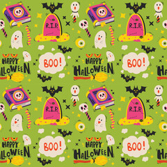 Fototapeta premium Halloween vector pattern. Endless texture can be used for wallpaper, fill pattern, background.