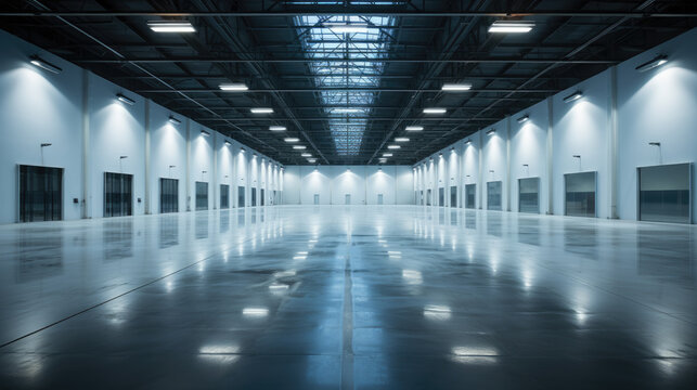 Generative ai illustration of empty warehouse in logistic center