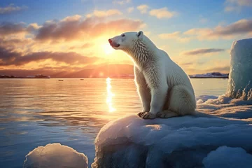 Schilderijen op glas Polar bear at the North Pole © Veniamin Kraskov
