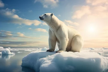 Fotobehang Polar bear at the North Pole © Veniamin Kraskov