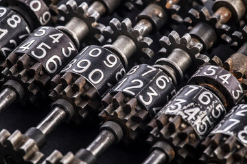Metal gears and cogs mechanism with numbers