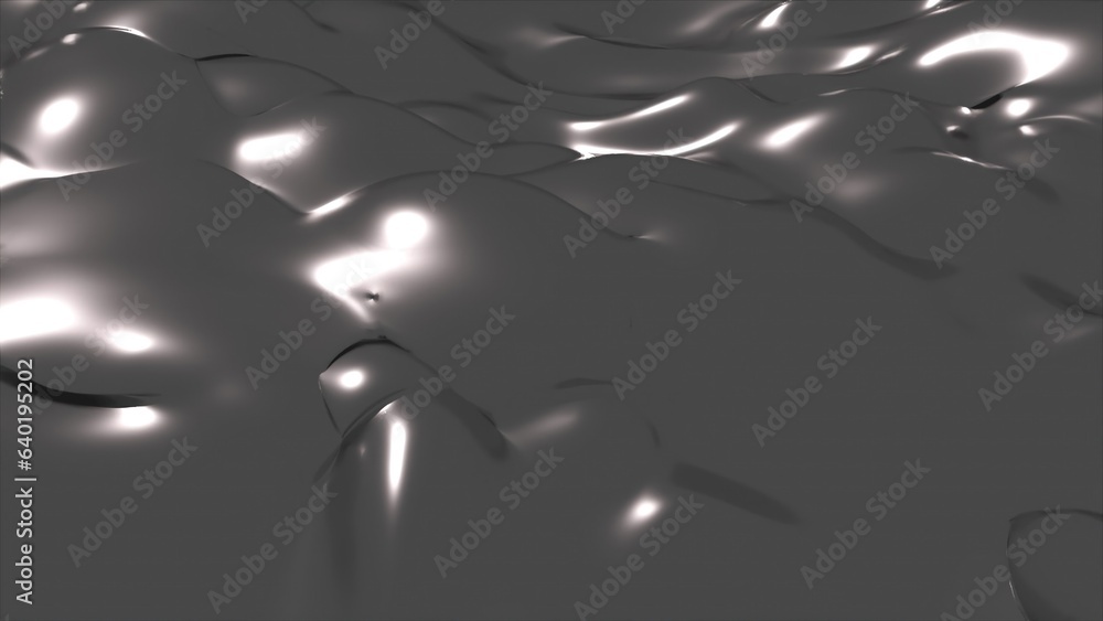 Poster abstract silver waves. computer generated 3d render