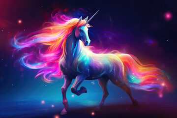 Obraz na płótnie Canvas Neon Unicorn in a Digital Fantasy
