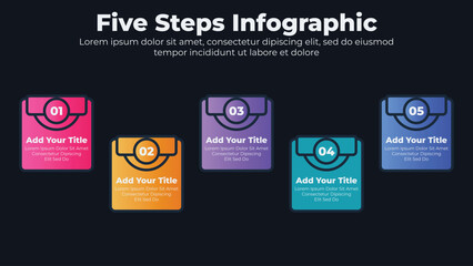 Presentation business infographic design template with dark theme