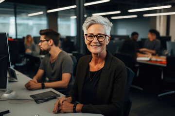 Mature Female Executive Smiling at Work