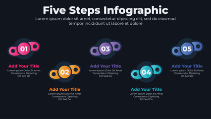 Business infographic design elements and flowchart steps