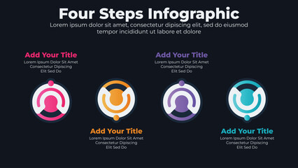 Abstract elements of graph and diagram with 4 steps infographic