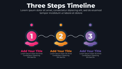 Gradient circular timeline infographics template with dark theme
