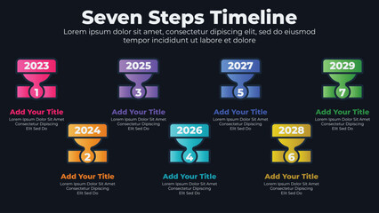 Abstract elements of graph and timeline diagram with 7 steps infographic