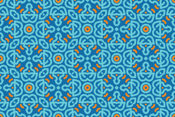 Fabric seamless pattern with blue and orange color