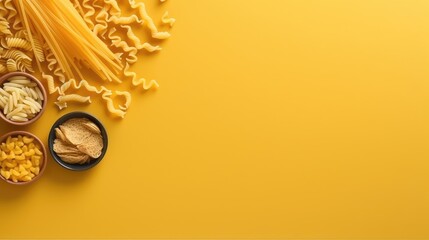uncooked italian pasta on solid color background