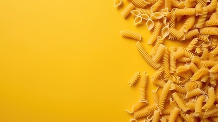 uncooked italian pasta on solid color background